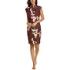 Ted Baker London Zassha Bodycon Mini Dress Womens 3 Brown Woven Floral Print A01